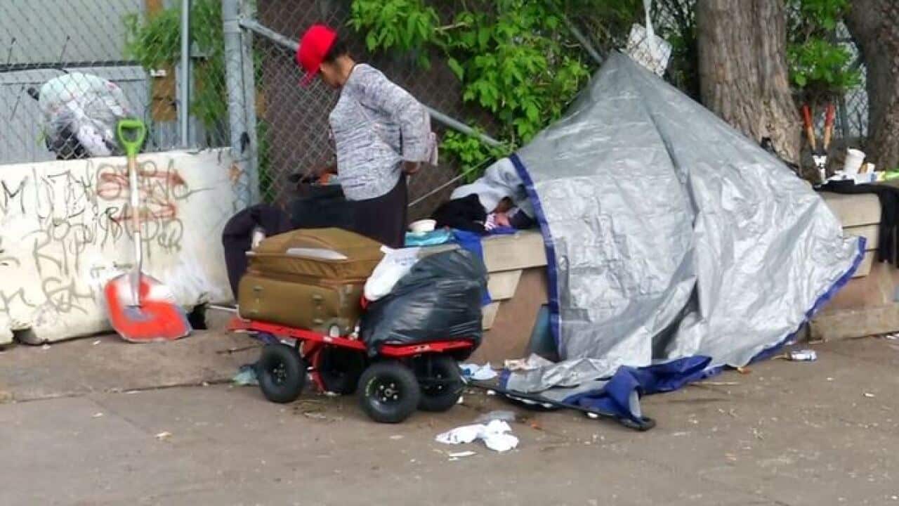 A homeless woman in Minnesota