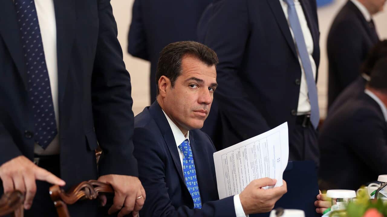 Greek Minister of Migration and Asylum Thanos Plevris EPA/ORESTIS PANAGIOTOU