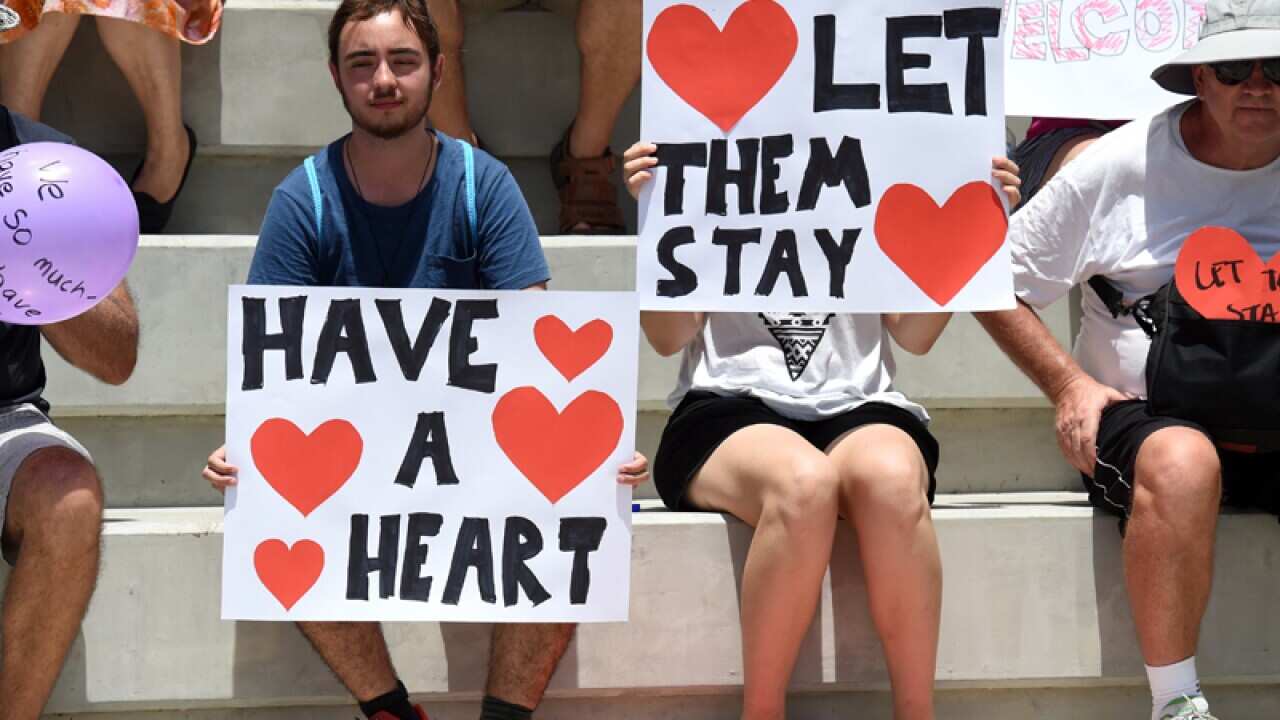 Refugee activists protest outside the Lady Cilento Children's Hospital