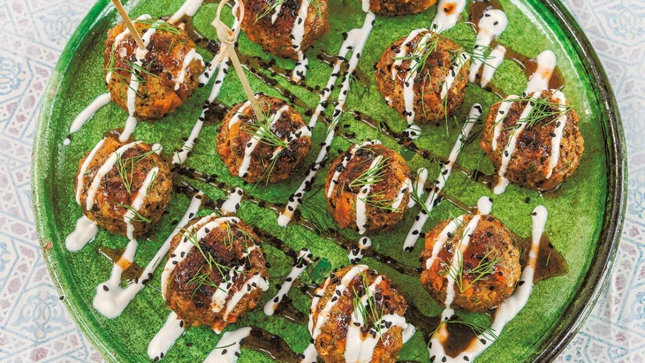 Lamb, apricot and fennel seed lollipops.