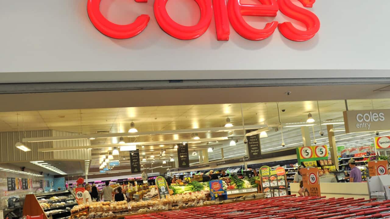 Shopping trolleys outside a Coles supermarket in Sydney