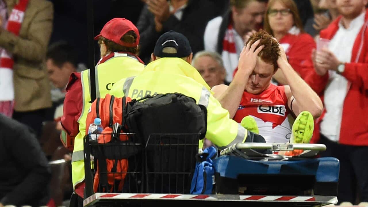 A devastated Gary Rohan of the Swans