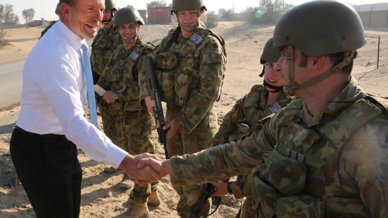 Australian Prime Minister Tony Abbott during a visit to Iraq.