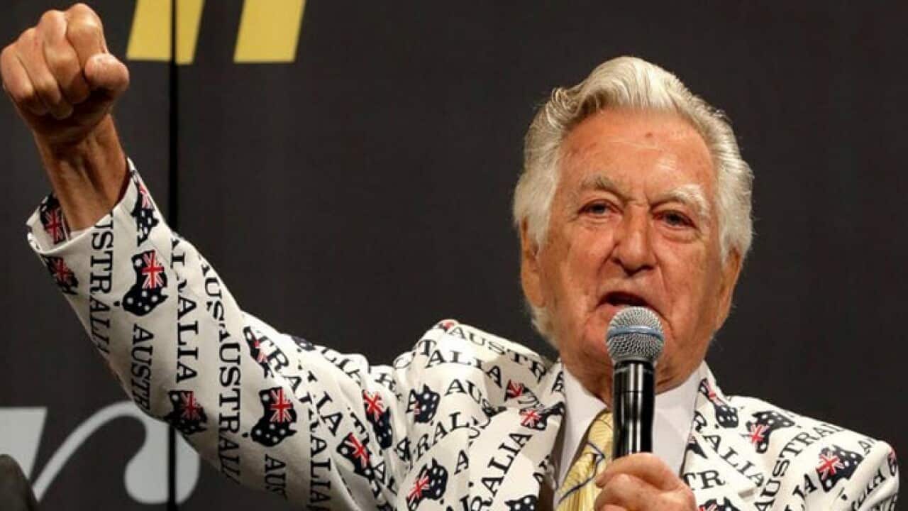 Bob Hawke with the famous Australia jacket