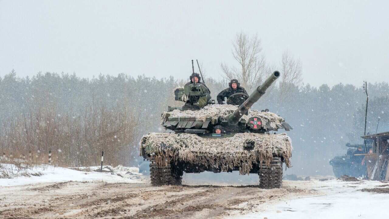 A Ukrainian Military Forces tank
