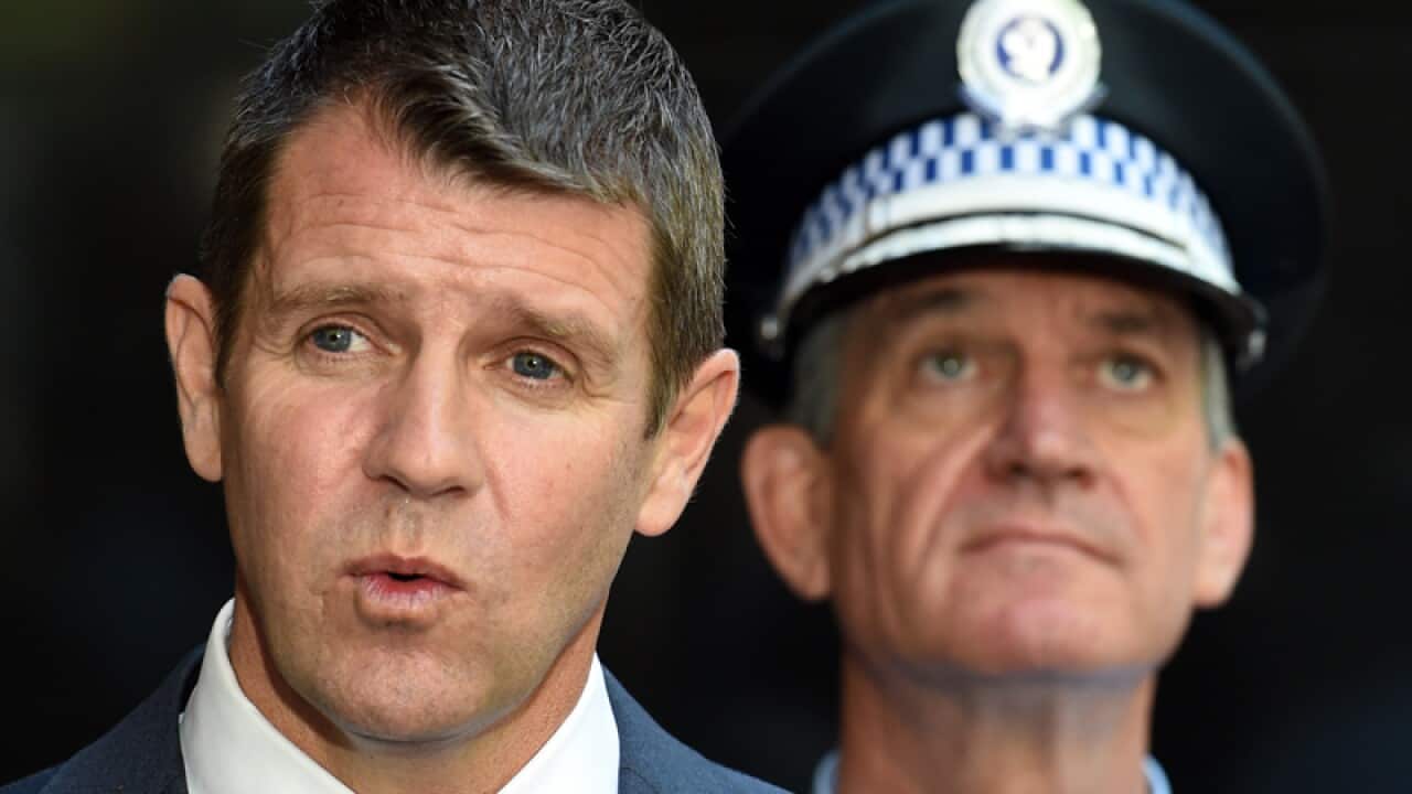 NSW Premier Mike Baird (left) and Police Commissioner Andrew Scipione