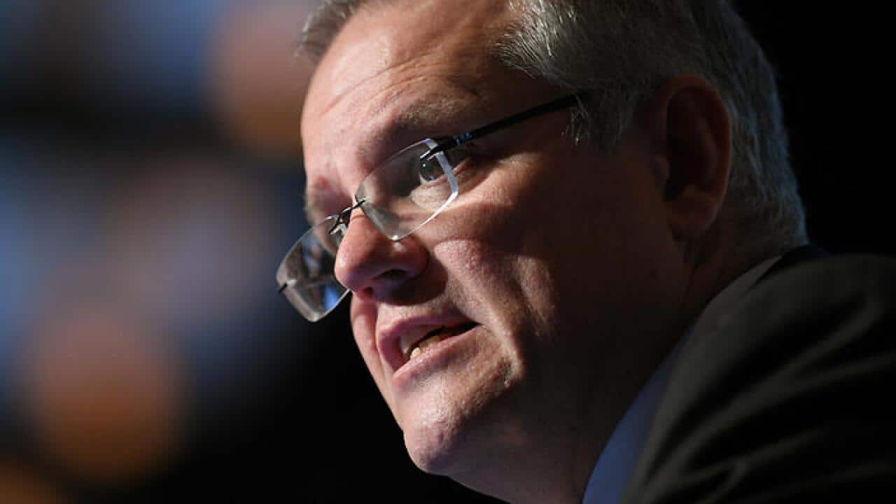 Federal Treasurer Scott Morrison delivers an address to the Australian Financial Review Banking and Wealth Summit in Sydney, Thurday, April 6, 2017. (AAP Image/Dan Himbrechts) NO ARCHIVING