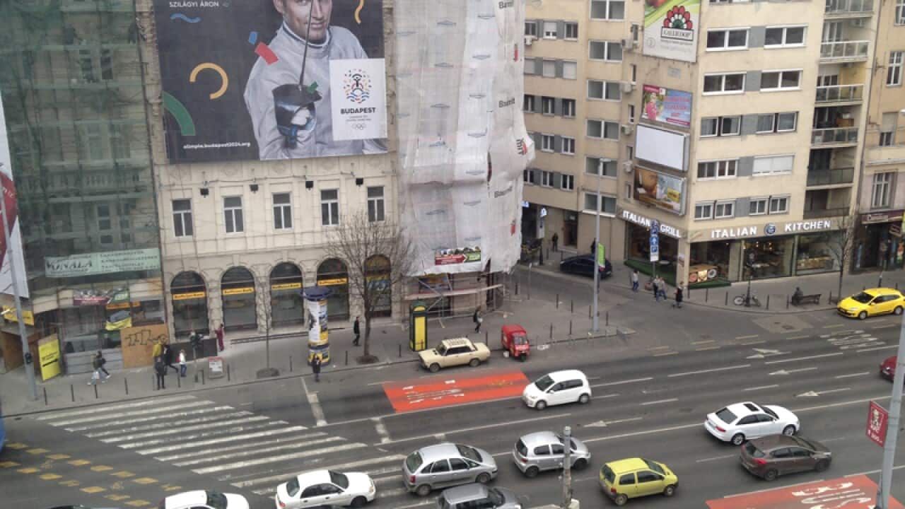 A poster with an advertising campaign for the 2024 Olympic