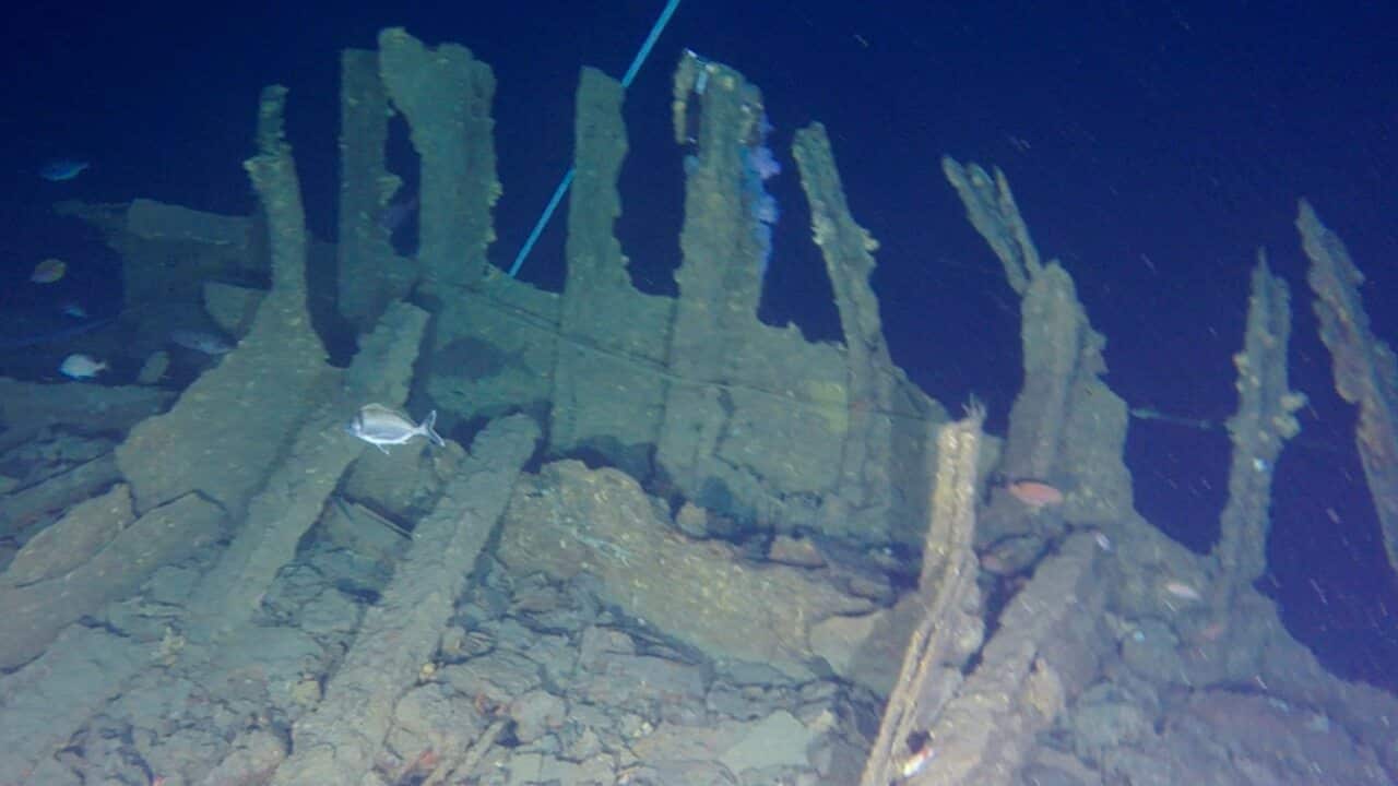 The underwater shipwreck of the SS Ventnor, which sank off New Zealand's northern coast