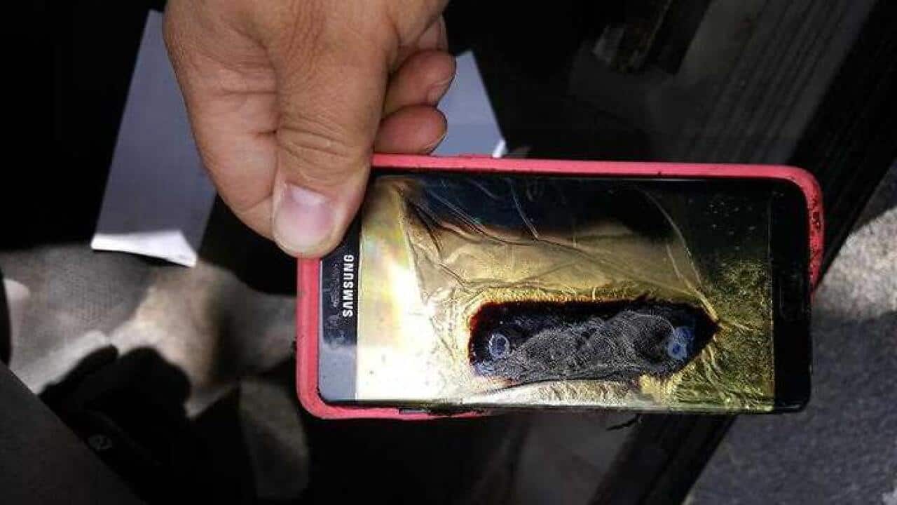A damaged Samsung Galaxy Note7