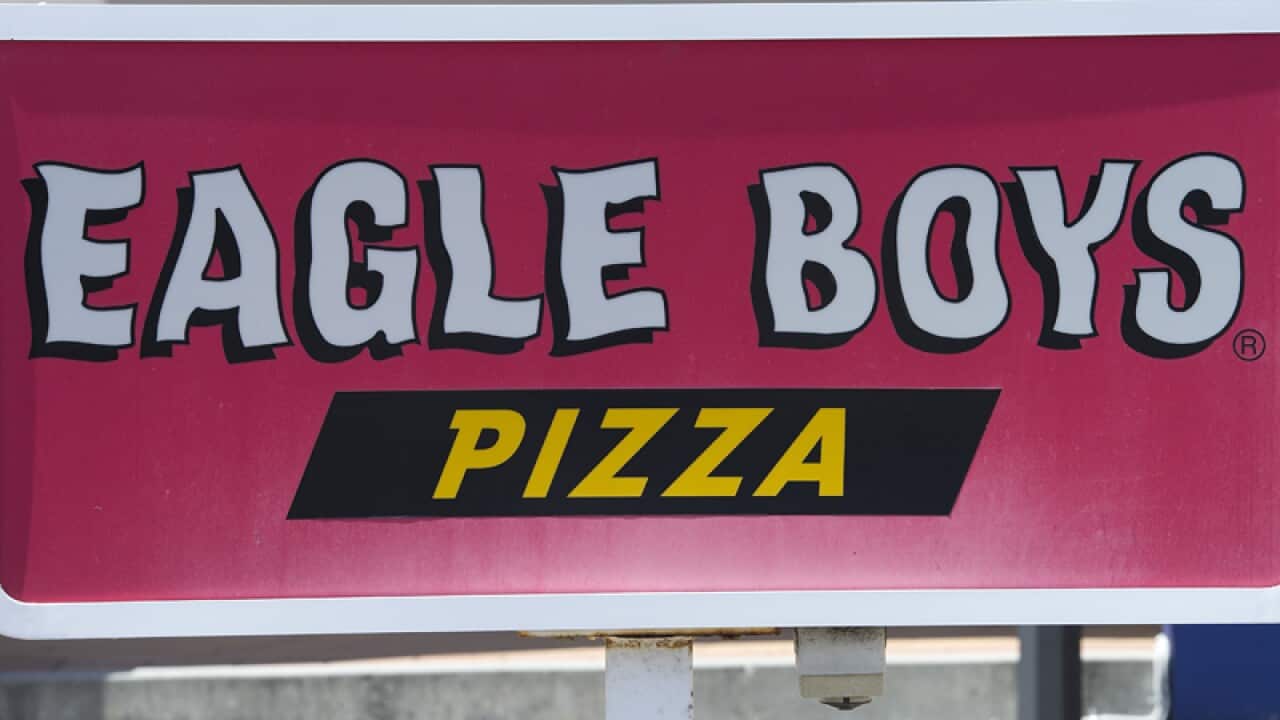 An Eagle Boys Pizza sign