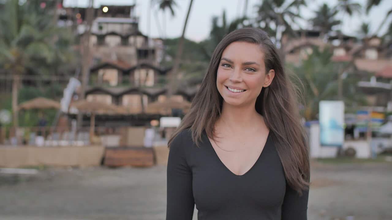 Sarah Todd on beach in Goa
