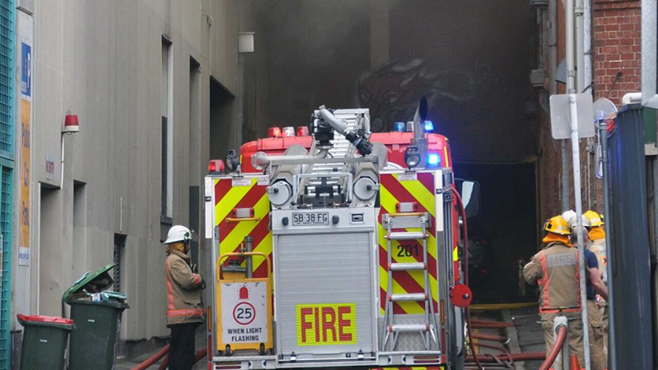 Fire at the rear of a hotel in Adelaide's CBD.