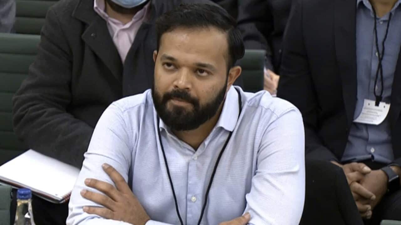 Former cricketer Azeem Rafiq gives evidence during a parliamentary hearing