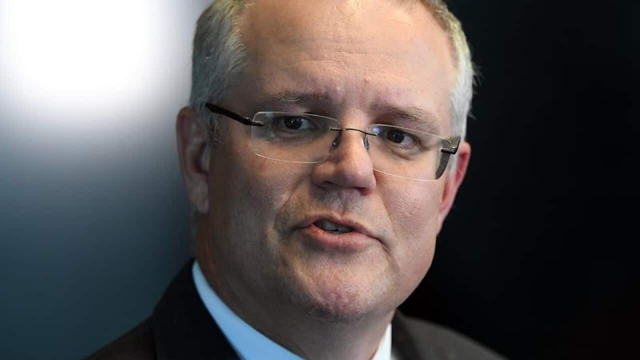 Federal Treasurer Scott Morrison speaks to the media.