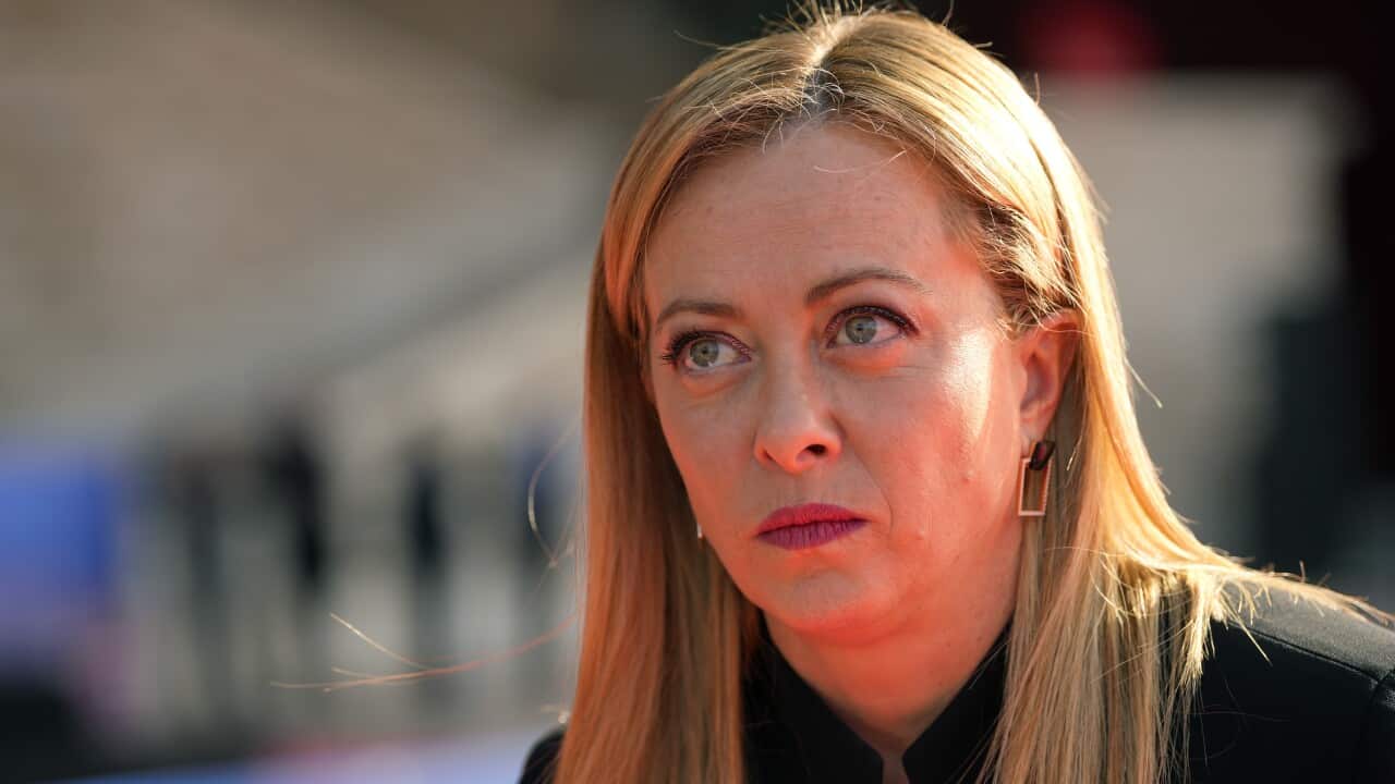 Italy's Prime Minister Giorgia Meloni arrives for the EU-Western Balkans Summit, in Tirana, Albania, Tuesday, Dec. 6, 2022.