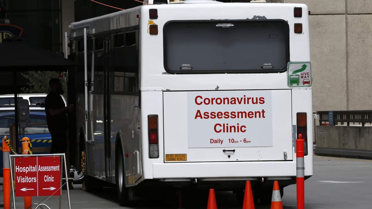 An interim assessment clinic for the new coronavirus  set up near the Launceston General Hospital in Tasmania.