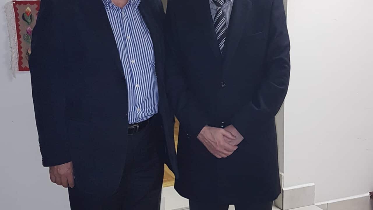 Presedintele Emil Constantinecu si Carol Kalauz la sediul Centrului Cultural al Catedralei Ortodoxe Romane din Queensberry Street, Melbourne - 9 iunie 2017