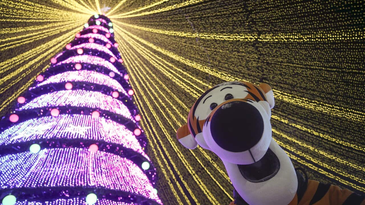 KAZAN, REPUBLIC OF TATARSTAN - DECEMBER 24, 2021: Kazan's main Christmas tree is pictured outside the Kazan Family Center. Yegor Aleyev/TASS/Sipa USA