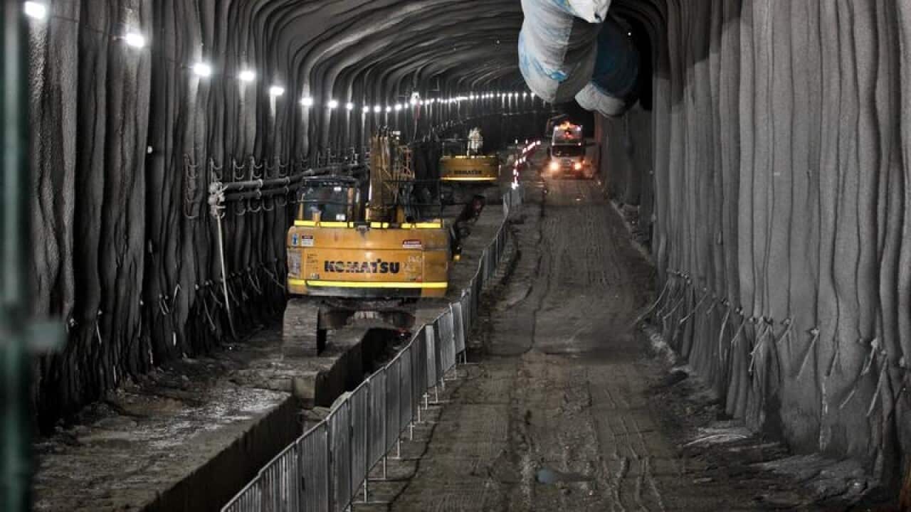 Construction is seen on the tunnel between Concord and Haberfield