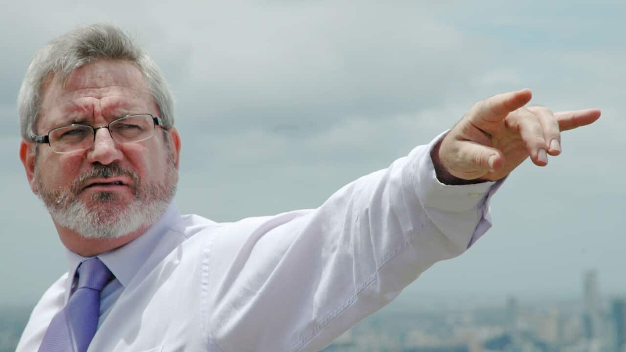 Former Democrats' leader Andrew Bartlett in Brisbane on Monday, Nov. 9, 2009, to announce that Bartlett will run as a Greens candidate for the House of Representatives seat of Brisbane at the next federal election. (AAP Image/Steve Gray) NO ARCHIVING