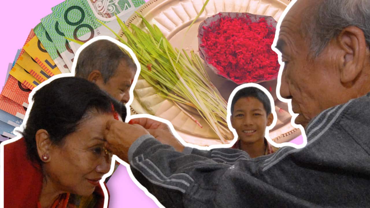 Representarive image of a family celebrating Dashain.