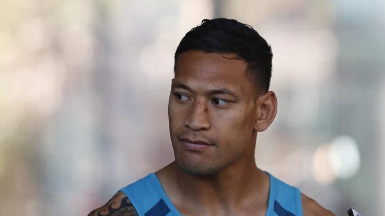 Wallabies player Israel Folau speaks to the media