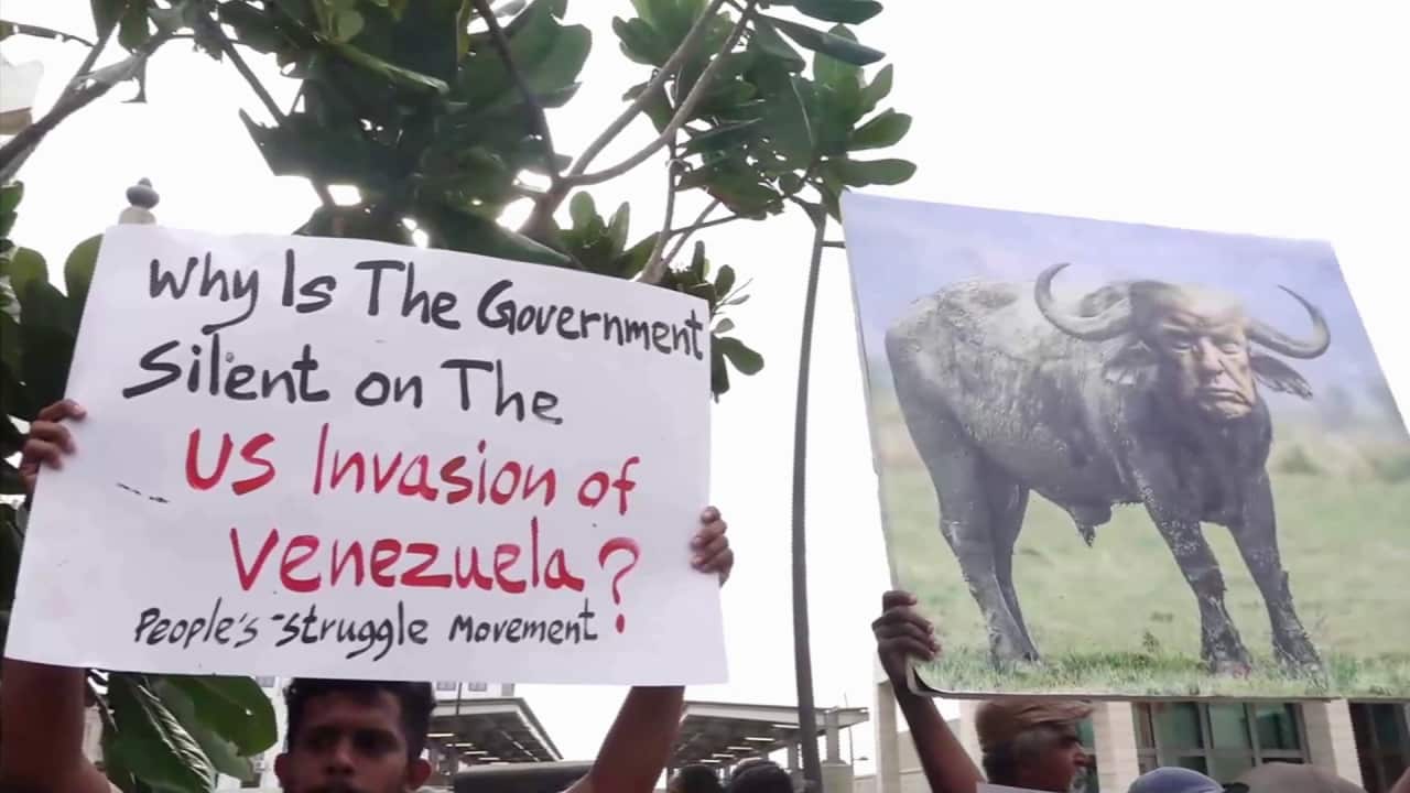Protest in Colombo against USA over Venezuela