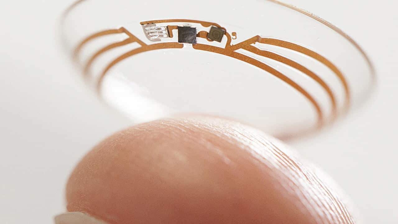 A contact lens Google is testing to explore tear glucose