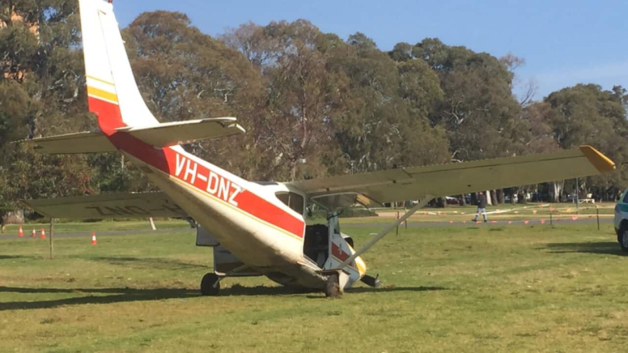 A light plane that has crash landed in Victoria Park.