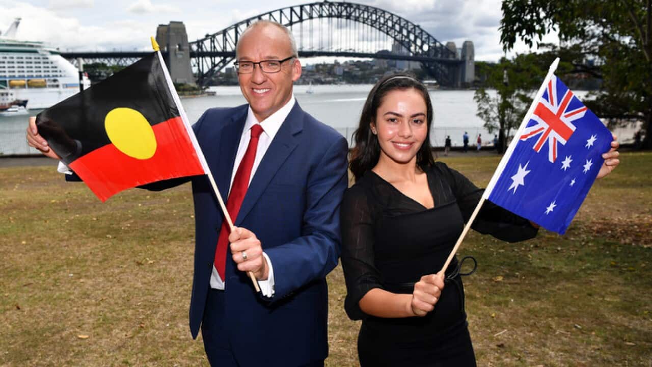 NSW opposition leader Luke Foley and Kamilaroi woman Cheree Toka