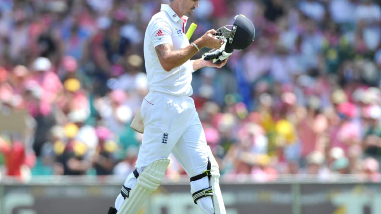England's Kevin Pietersen leaving the ground at a match