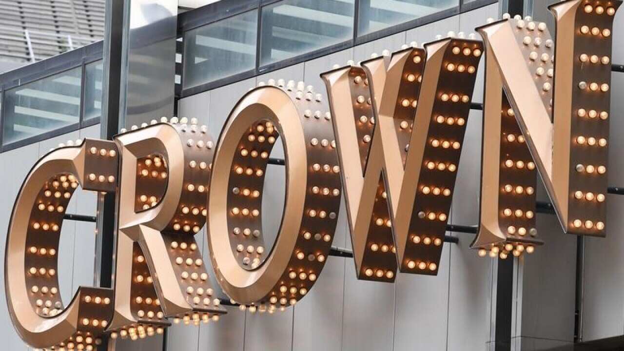 A Crown Casino sign.