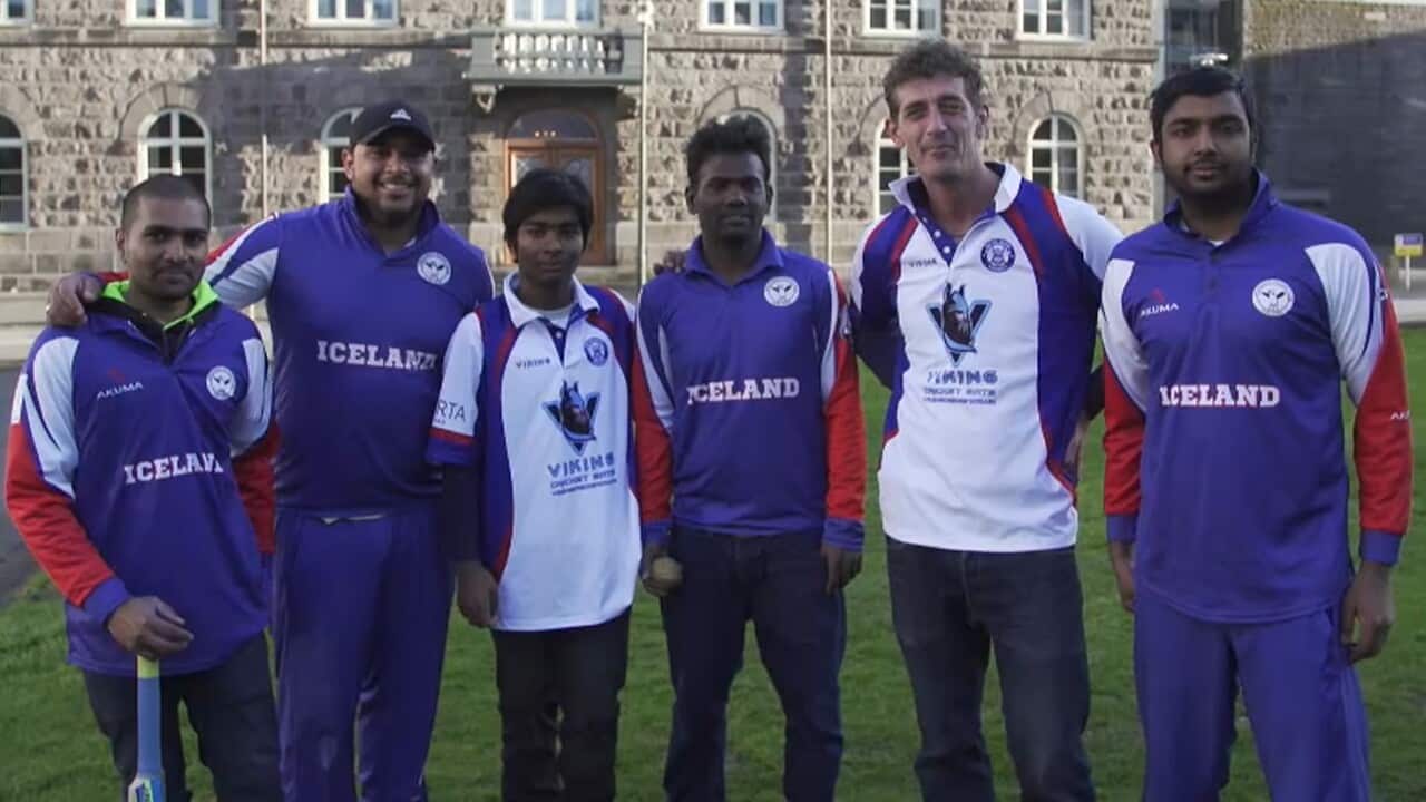 Members of Iceland's two cricket teams