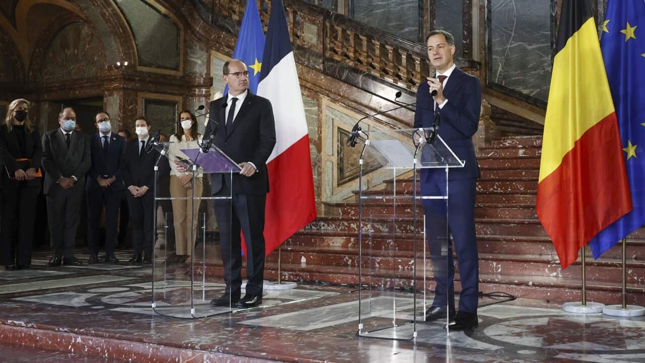 French Prime Minister Jean Castex (left) and Belgian Prime Minister Alexander De Croo