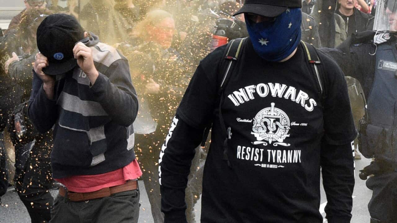 Anti-immigration and anti-racism protesters