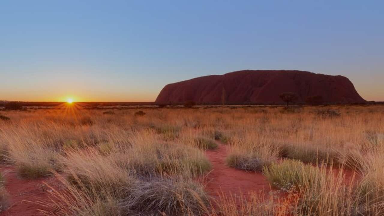 Landscape with rock formation at sunset