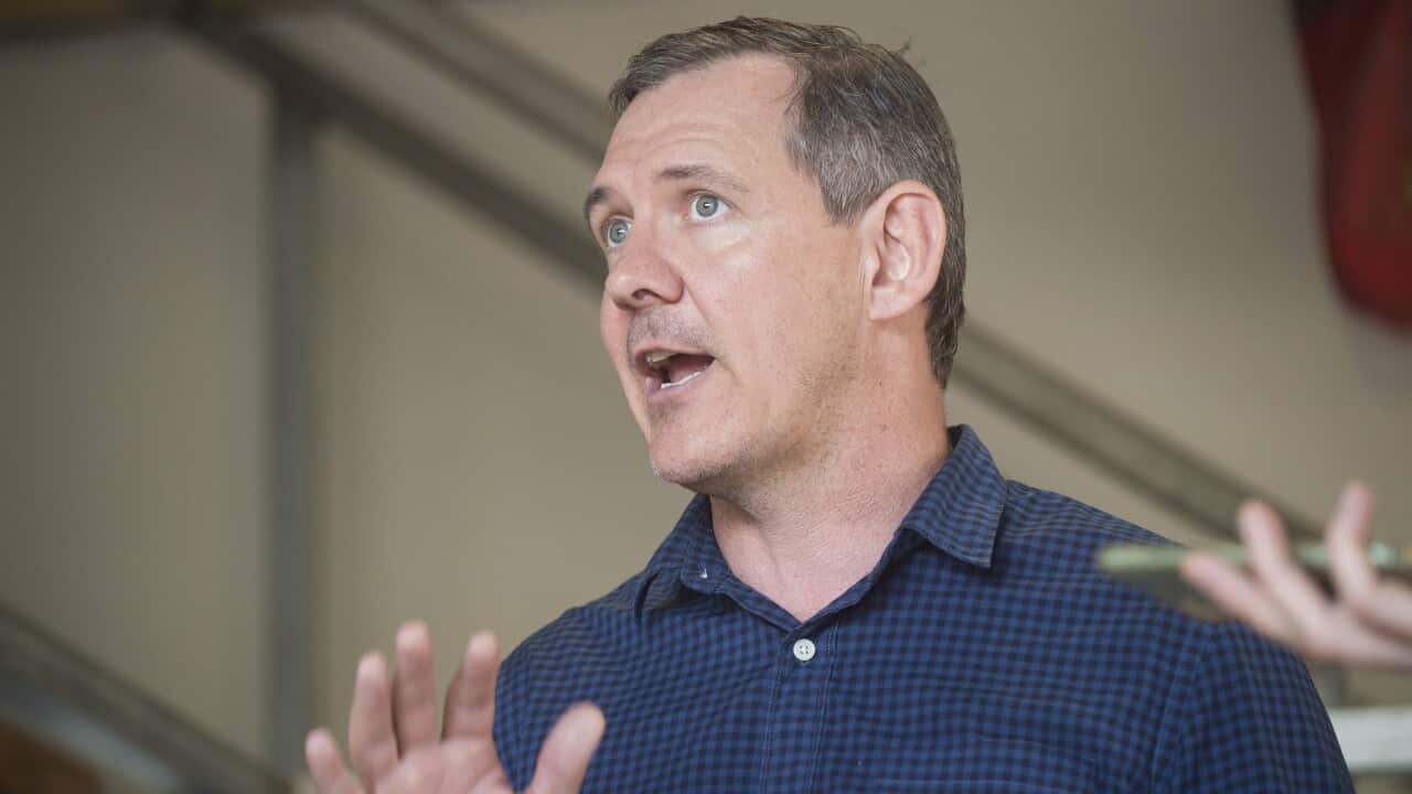 Northern Territory Chief Minister Michael Gunner talks to reporters at a press conference in Darwin, Tuesday, August 18, 2020.
