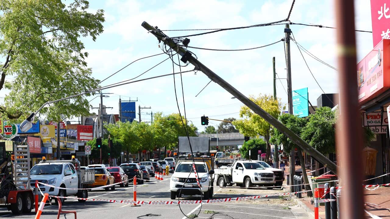 A damages power pole