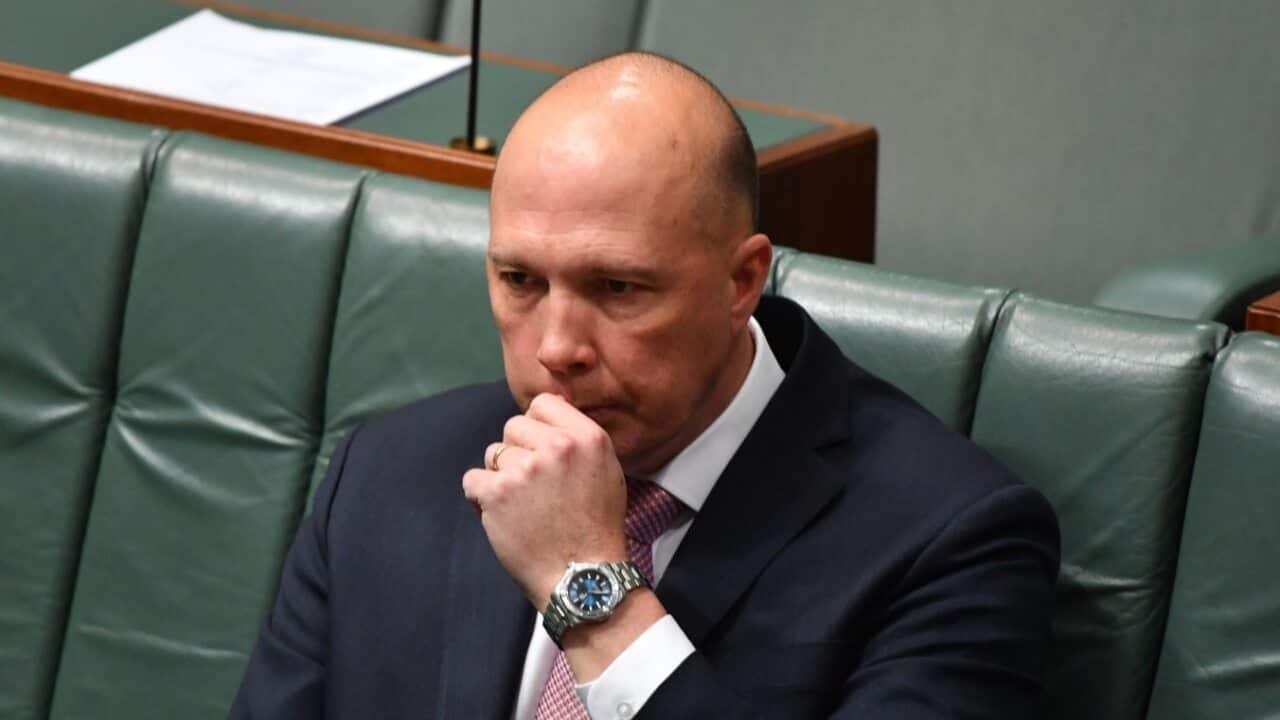 Minister for Home Affairs Peter Dutton in the House of Representatives at Parliament House in Canberra, Monday, September 10, 2018