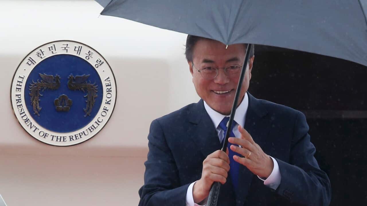 Wednesday, May 9, 2018, file photo of South Korean President Moon Jae-in