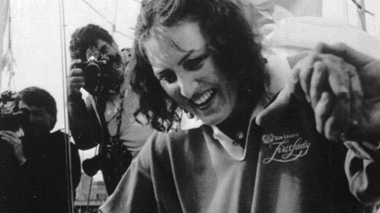 Record breaking solo yachtswoman Kay Cottee in 1988