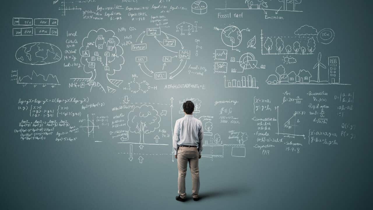 mathematics on a green board 