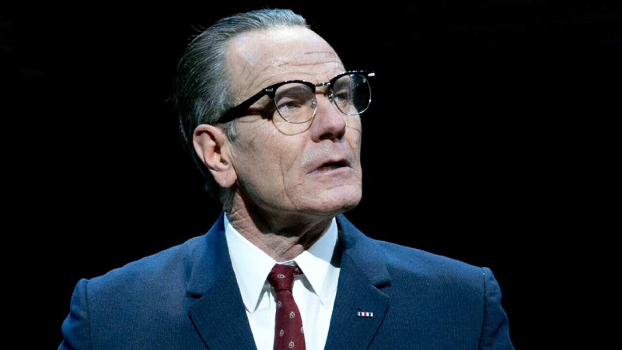 Bryan Cranston portraying President Lyndon B. Johnson.