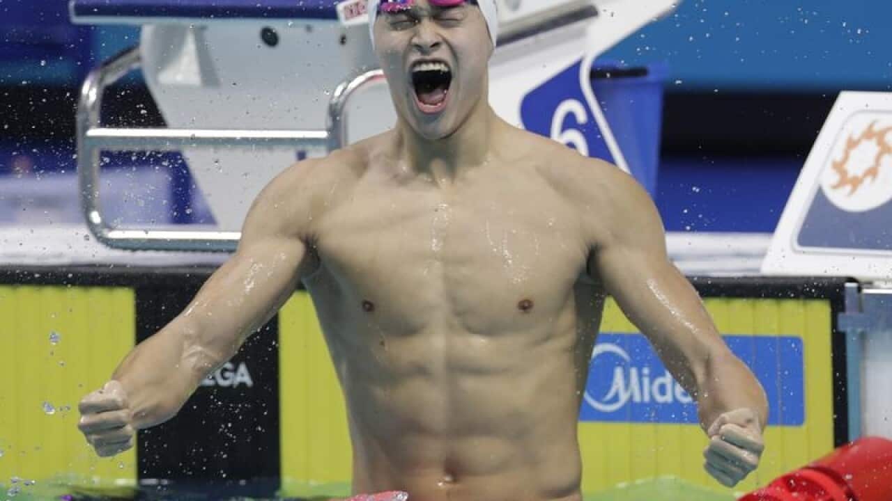 Sun Yang has beaten Mack Horton at the world swimming championships.