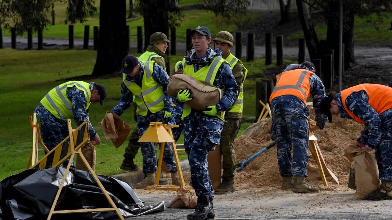 Sandbagging in Windsor after more torrential rain in New South Wales