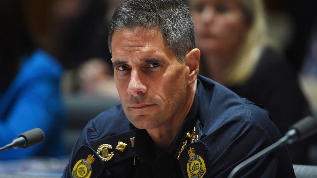 Australian Border Force Commissioner Roman Quaedvlieg at Senate Estimates at Parliament House in Canberra on Monday, Feb. 8, 2016. (AAP Image/Mick Tsikas)