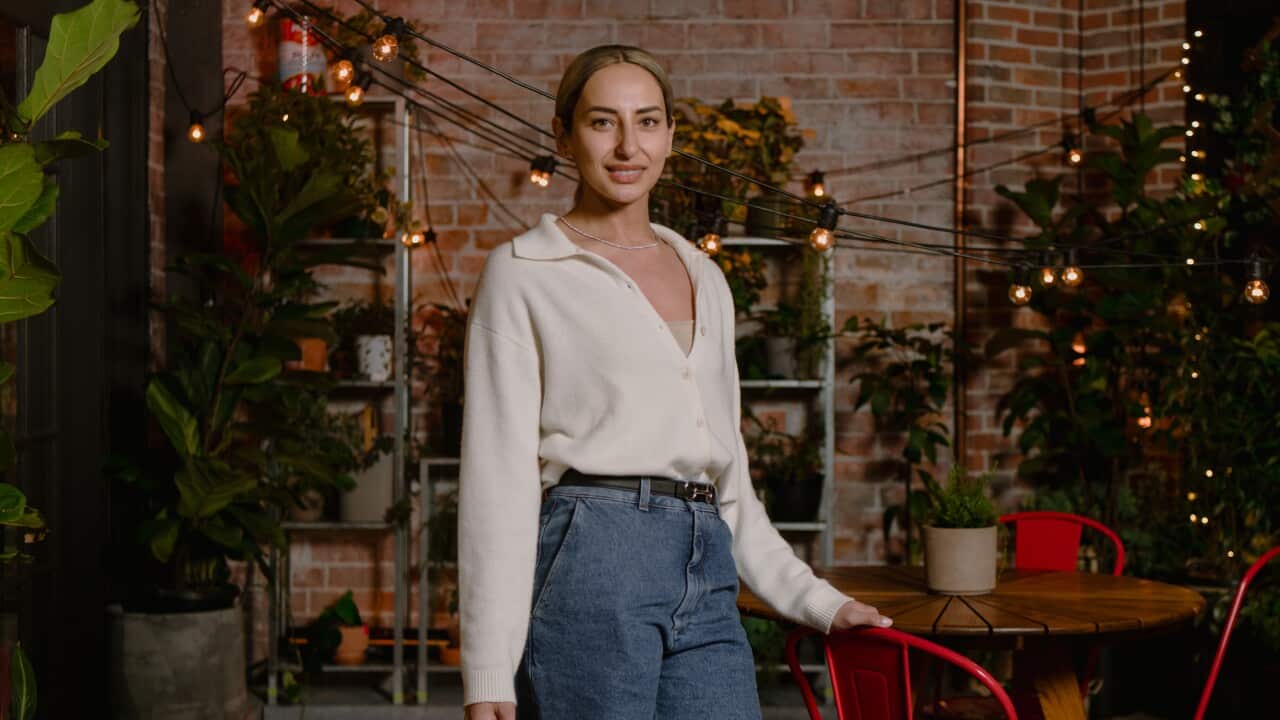 Myra Karakelle on the set of The Cookup with Adam Liaw