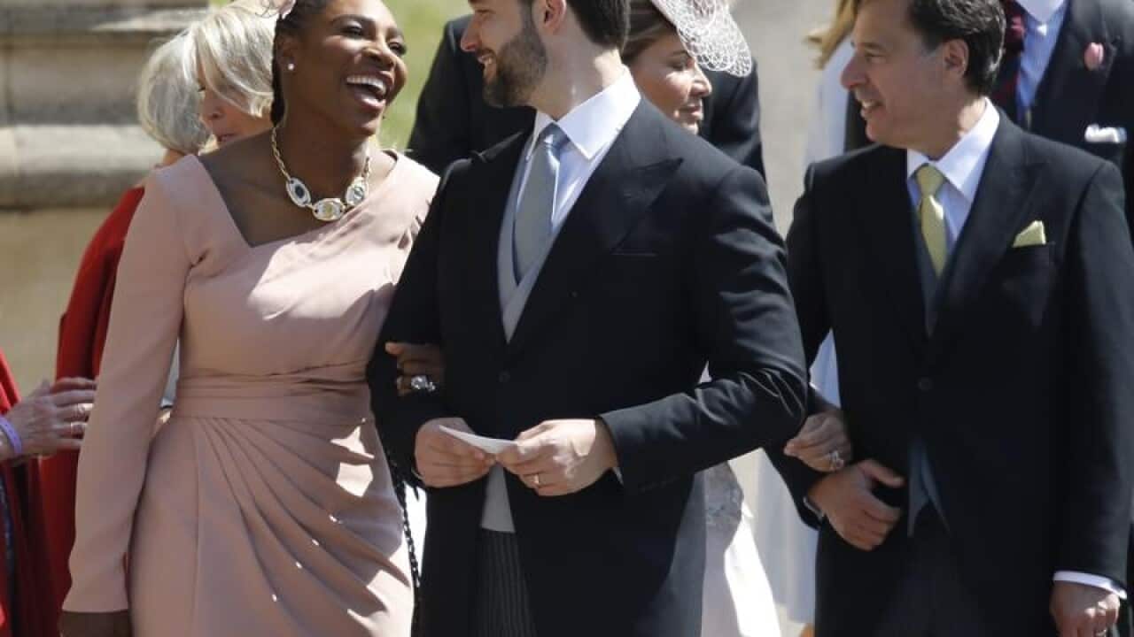 Serena Williams and Alexis Ohanian arrive for the royal wedding.