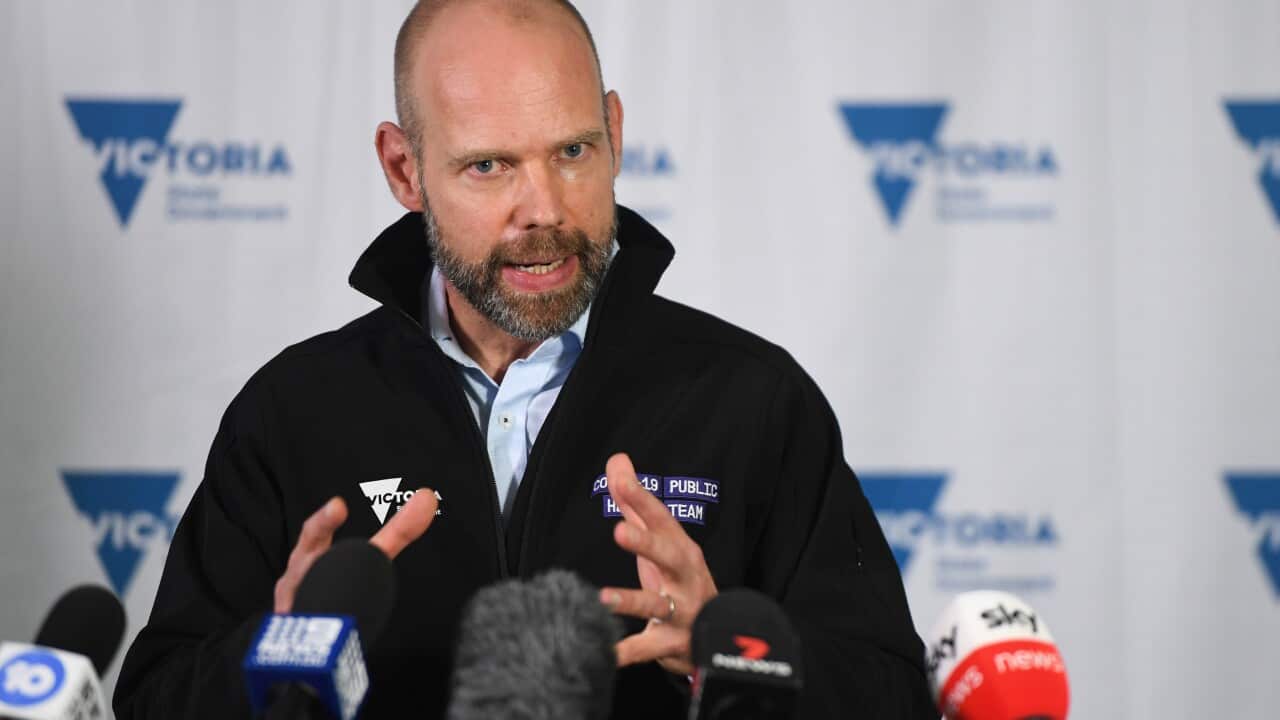 Victorian COVID-19 Commander Jeroen Weimar speaks to the media during a press conference in Melbourne, Thursday, August 12, 2021. (AAP Image/Erik Anderon) NO ARCHIVING
